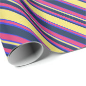 Roze, gele en blauwe strepen cadeaupapier (Rol Hoek)