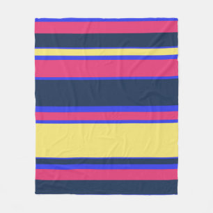 Roze, gele en blauwe strepen fleece deken