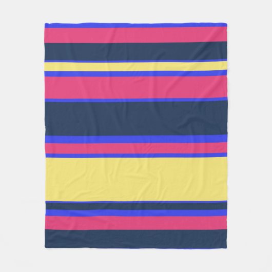 Roze, gele en blauwe strepen fleece deken (Voorkant)