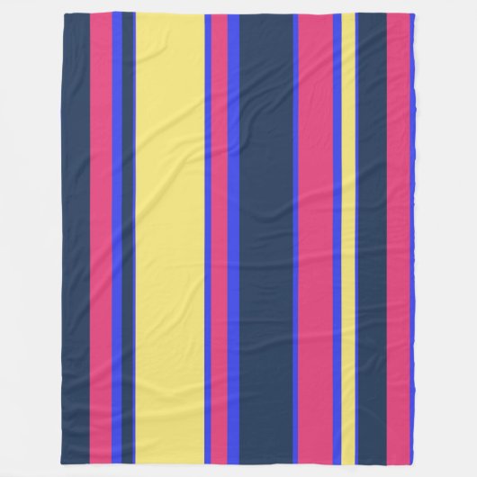 Roze, gele en blauwe strepen fleece deken (Voorkant)