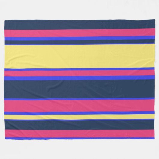 Roze, gele en blauwe strepen fleece deken (Voorkant (Horizontaal))