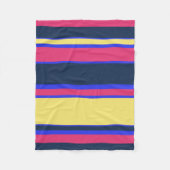 Roze, gele en blauwe strepen fleece deken (Voorkant)