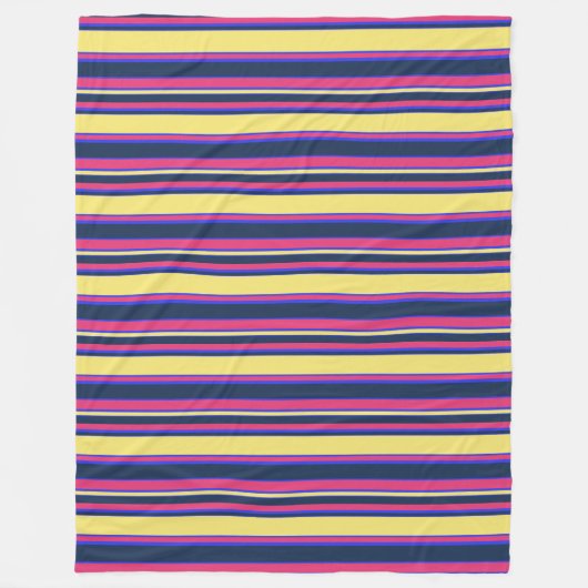 Roze, gele en blauwe strepen fleece deken (Voorkant)