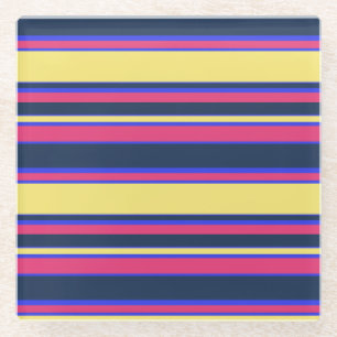 Roze, gele en blauwe strepen glazen onderzetter