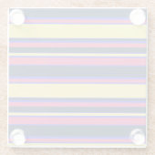 Roze, gele en blauwe strepen glazen onderzetter (Achterkant)