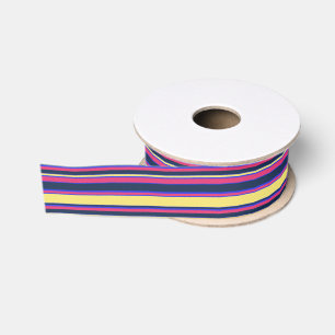 Roze, gele en blauwe strepen grosgrain lint