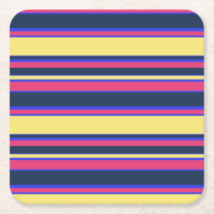 Roze, gele en blauwe strepen kartonnen onderzetters