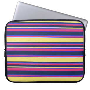 Roze, gele en blauwe strepen laptop sleeve