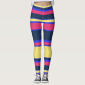 Roze, gele en blauwe strepen leggings (Voorkant)