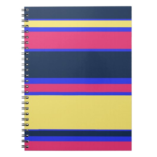 Roze, gele en blauwe strepen notitieboek (Voorkant)