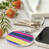 Roze, gele en blauwe strepen sleutelhanger (Voorkant Rechts)
