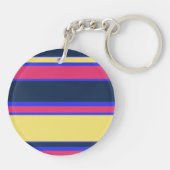 Roze, gele en blauwe strepen sleutelhanger (Achterkant)