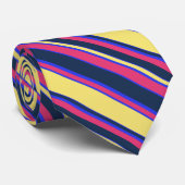 Roze, gele en blauwe strepen stropdas (Opgerold)