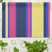 Roze, gele en blauwe strepen theedoek (Gevouwen)