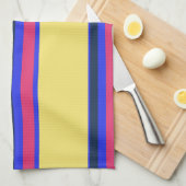 Roze, gele en blauwe strepen theedoek (Quarter Fold)