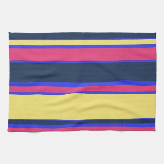 Roze, gele en blauwe strepen theedoek (Horizontaal)