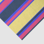 Roze, gele en blauwe strepen tissuepapier (Detail)
