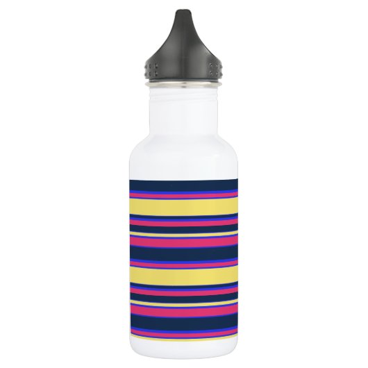 Roze, gele en blauwe strepen waterfles (Links)