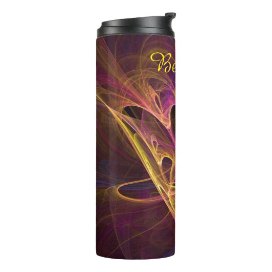 Roze, Gele en Bourgondische Swirl Thermal Tumbler Thermosbeker (Gedraaid links)