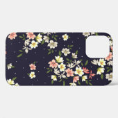 roze gele en bruine bloemen met groene streep Case-Mate iPhone case (Achterkant (horizontaal))