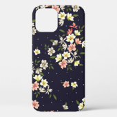roze gele en bruine bloemen met groene streep Case-Mate iPhone case (Achterkant)