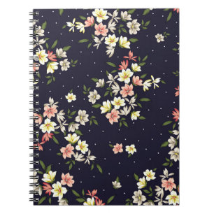 roze gele en bruine bloemen met groene streep notitieboek