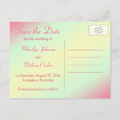 Roze, gele en groene bloemen Bewaar de datum Aankondigingskaart (Achterkant)