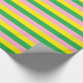 Roze, gele en groene strepen cadeaupapier (Hoek)