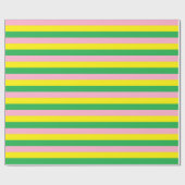 Roze, gele en groene strepen cadeaupapier (Vlak)