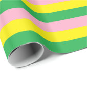 Roze, gele en groene strepen cadeaupapier (Rol Hoek)