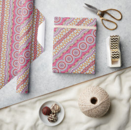 Roze gele en witte cirkel Mandala Verpakking Cadeaupapier