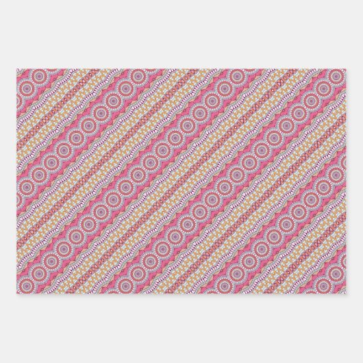 Roze gele en witte cirkel Mandala Verpakking Inpakpapier Vel (Voorkant)
