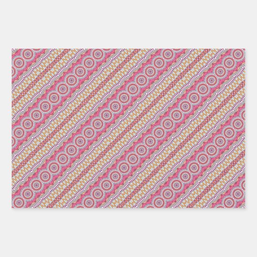 Roze gele en witte cirkel Mandala Verpakking Inpakpapier Vel (Voorkant 3)