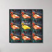 Roze gele Flamingo Bird Photo Pattern Dare Quote Canvas Afdruk (Voorkant)