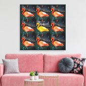 Roze gele Flamingo Bird Photo Pattern Dare Quote Canvas Afdruk (Insitu (Woonkamer))