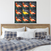 Roze gele Flamingo Bird Photo Pattern Dare Quote Canvas Afdruk (Insitu (Slaapkamer))