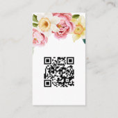 Roze gele Florals Manuscript QR Code Weddenschap R Informatiekaartje (Achterkant)