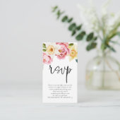 Roze gele Florals Manuscript QR Code Weddenschap R Informatiekaartje (Staand voorkant)