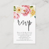 Roze gele Florals Manuscript QR Code Weddenschap R Informatiekaartje (Voorkant)