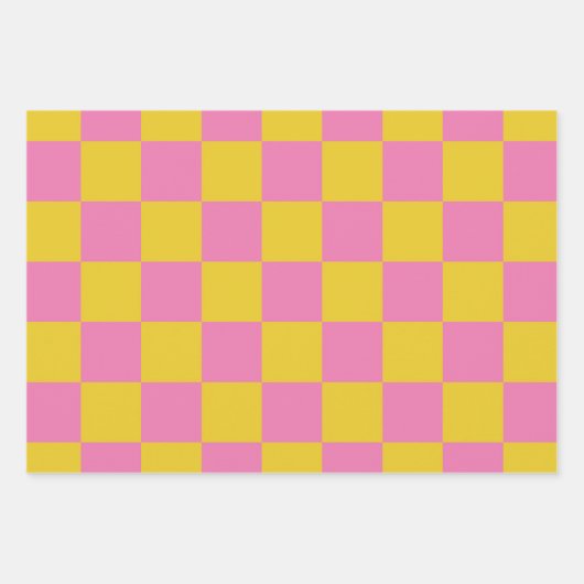 Roze gele gebarsten patroon inpakpapier vel (Voorkant)