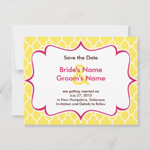 Roze & Gele Gebogen Save the Date Uitnodigingen