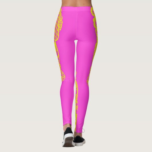 Roze gele gehaakte leggings (Achterkant)