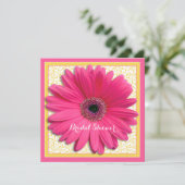 Roze gele Gerbera Daisy Bridal Shower Kaart (Staand voorkant)