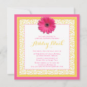 Roze gele Gerbera Daisy Bridal Shower Kaart (Achterkant)