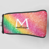 Roze gele glitter Girly Golfheadcover (Voorkant)