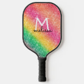 Roze gele glitter Sparkle Pickleball Paddle (Voorkant)