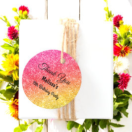 Roze Gele Glitter Verjaardag Bedankt Favoriete Tag Bedankjes Labels