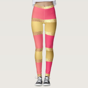 Roze Gele Golden strepen Leggings