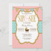 Roze, gele goudkleurig silicium en zie uitnodiging (Voorkant)