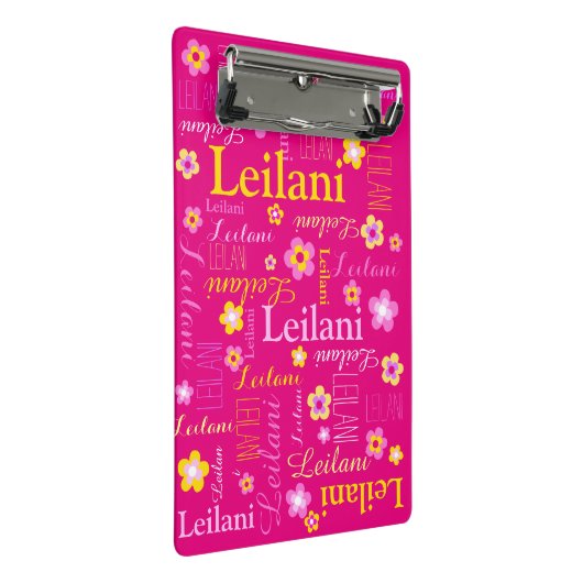 Roze gele grafische bloem, aangepast voor meisjes  mini klembord (Schuin)